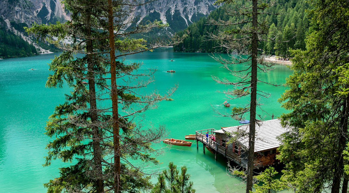 Lake Braies beneath the Dolomites